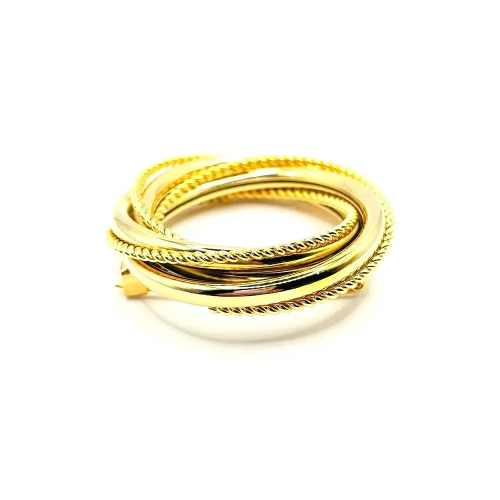 Elegant Round Textured Gold Brooch